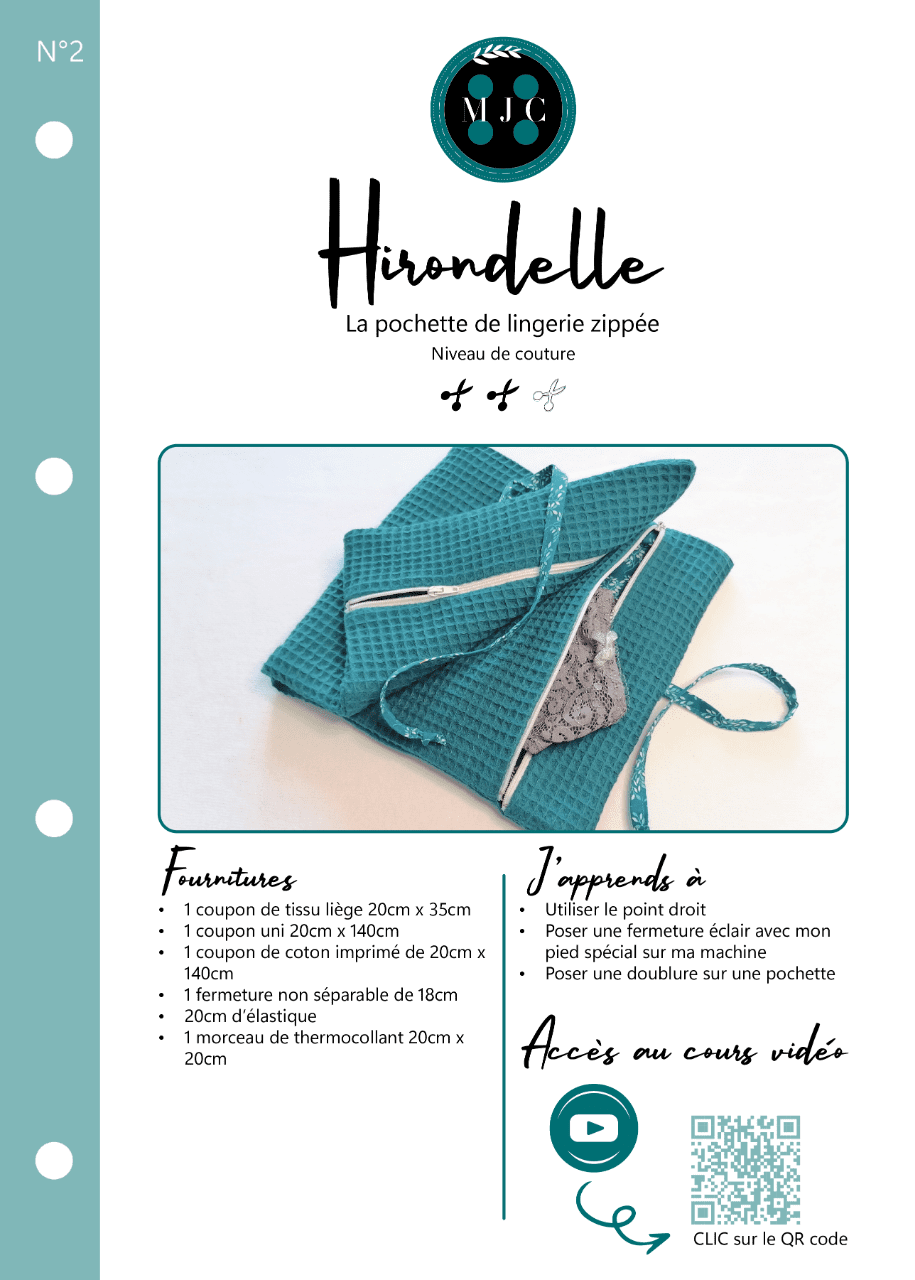 PDF - Patron de couture Hirondelle avec cours vidéo